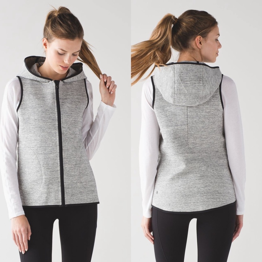 Lululemon Insculpt Hooded Vest - Spacer Fabric - Heathered Gray - Size 6